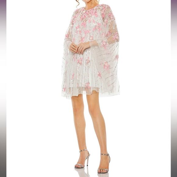 Mac Duggal Ivory High Neck Embellished Trapeze Dress 5917 Women’s Sz 6 NWT - Picture 1 of 8